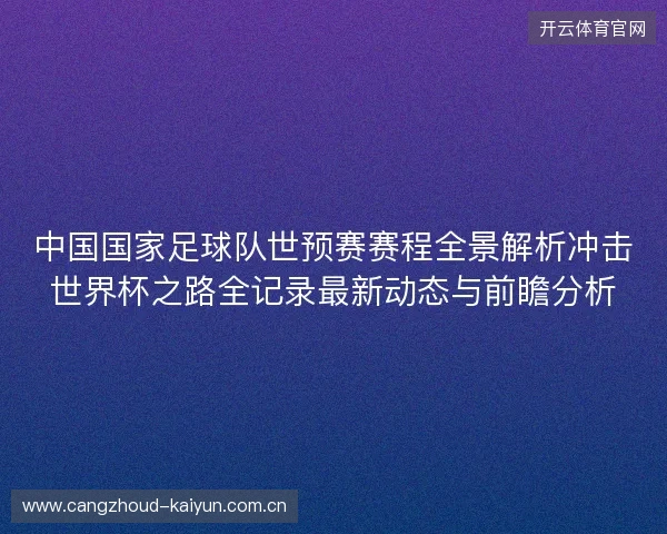中国国家足球队世预赛赛程全景解析冲击世界杯之路全记录最新动态与前瞻分析